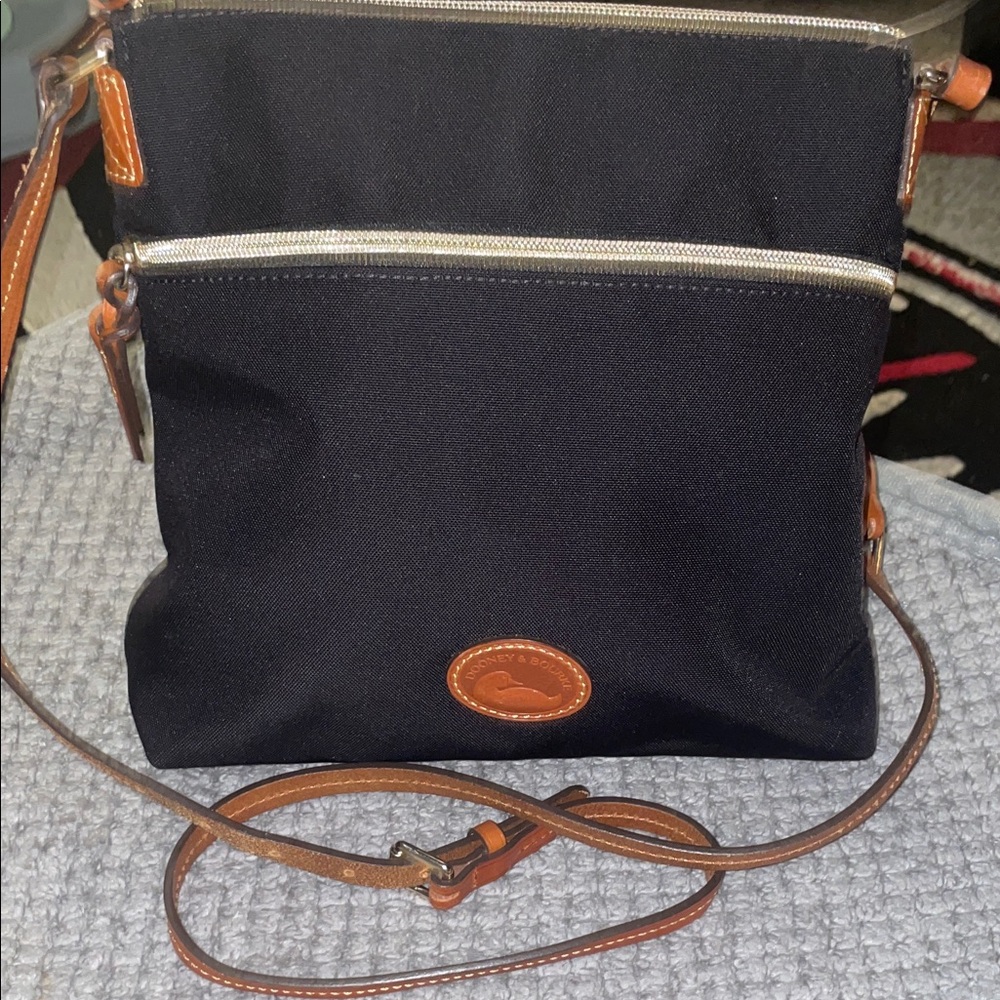 Dooney & Bourke Black-and Brown Nylon Crossbody Bag New 11.5”W x9”H